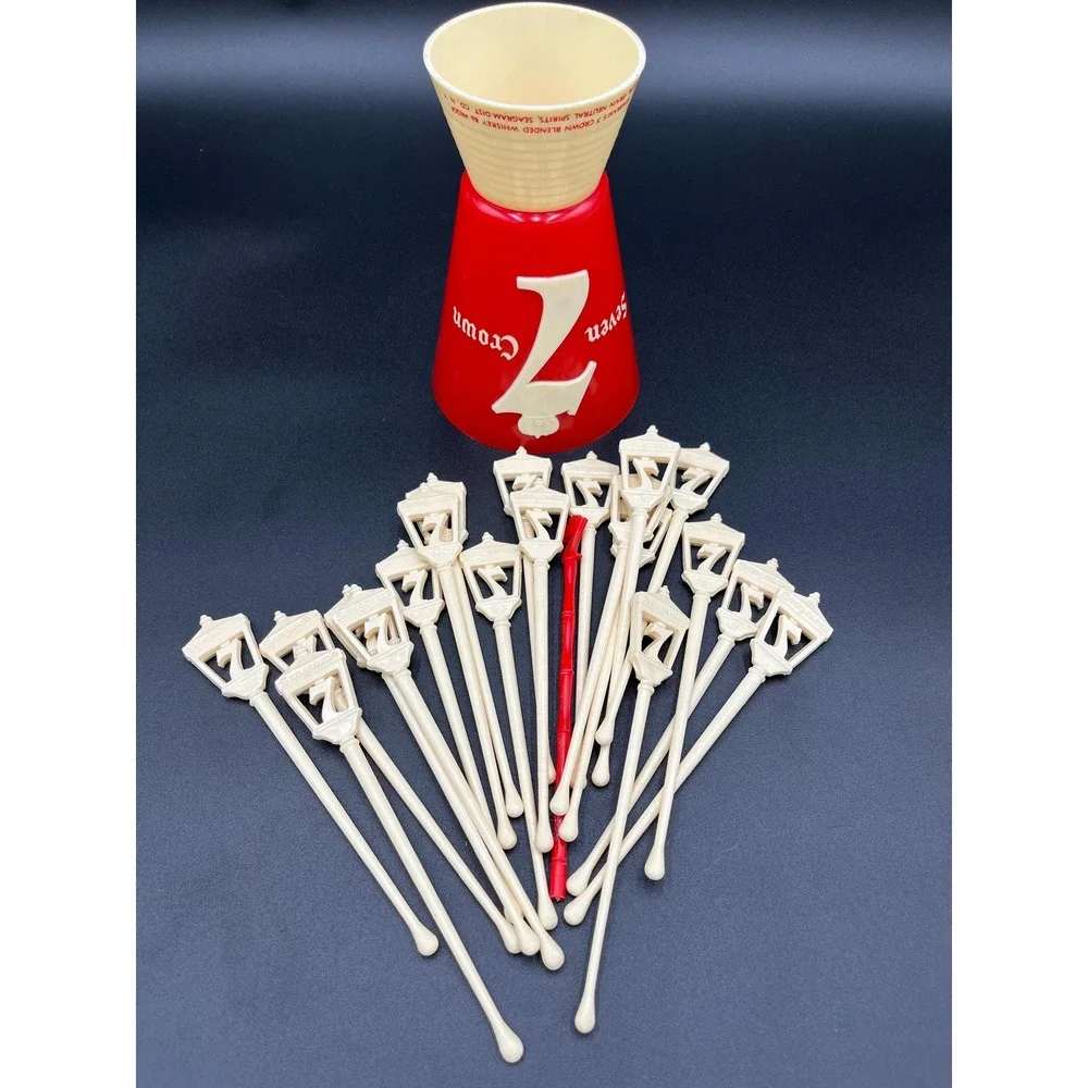 Vintage Seagram's Swizzle Stick Holder with 21 Cocktail Sticks